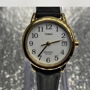 Timex Gold Case with Black Strap Watch